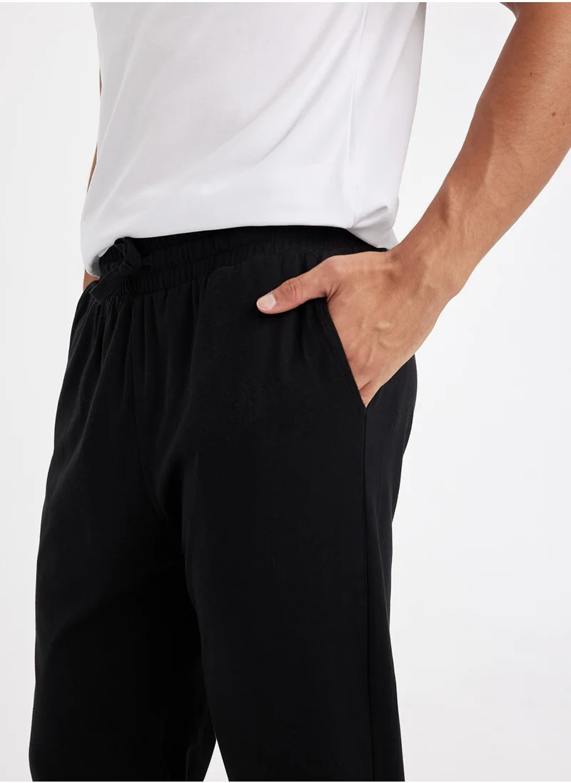 ديفاكتو Regular Fit Drawstring Straight Leg Pajama Bottoms With Pockets