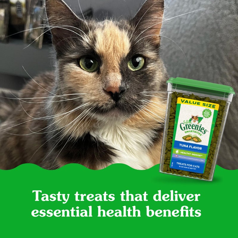 Greenies Feline Smartbites Healthy Indoor Cat Treats, Tuna Flavor, 16 oz. Tub - Image 2