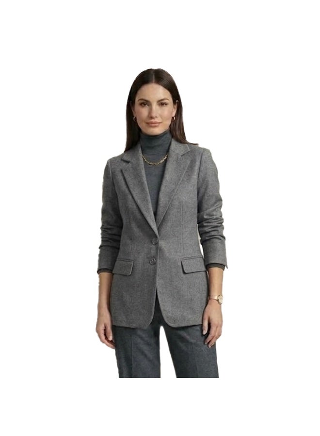 Smoky Egypt Elegant Lady Solid Blazer-Gray - Image 1