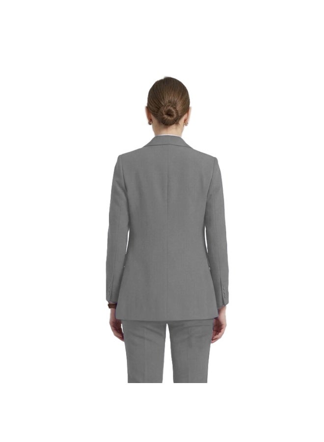 Smoky Egypt Elegant Lady Solid Blazer-Gray - Image 5
