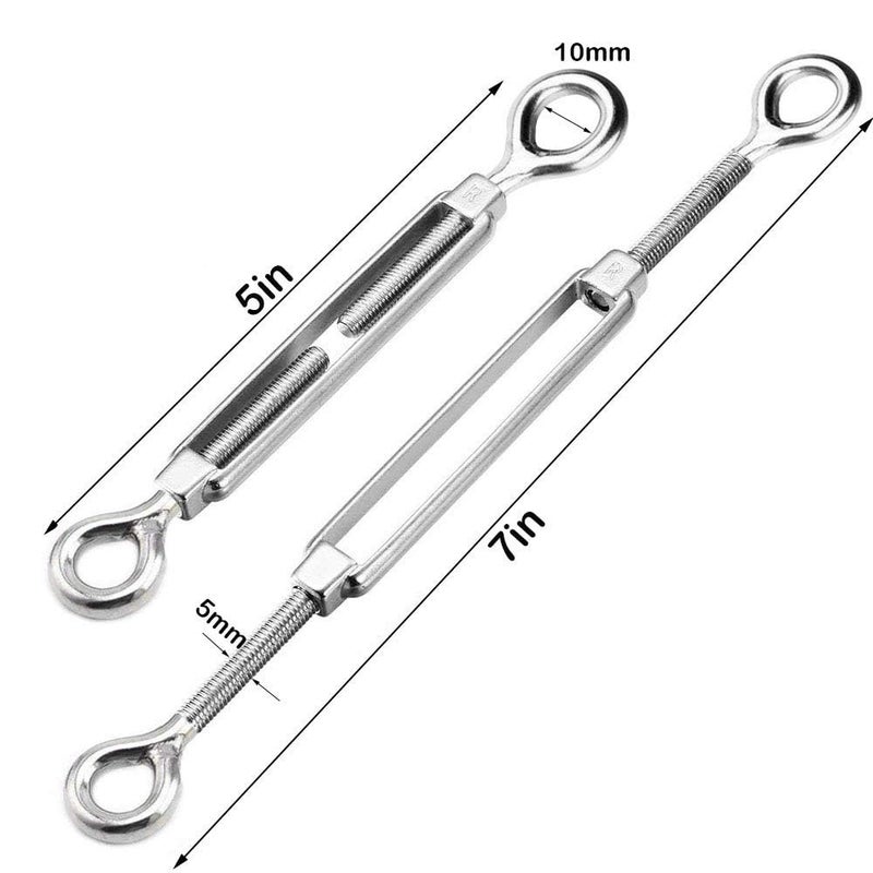 TooTaci 10pcs M5 Turnbuckle Eye and Eye,304 Stainless Steel Turnbuckle Wire Tensioner Wire Rope Tension,Adjustable Cable Tensioner M5 Heavy Duty for Garden Wire,Fence Wire,Lights Hanging - Image 3