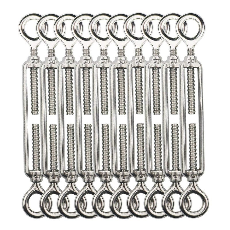 TooTaci 10pcs M5 Turnbuckle Eye and Eye,304 Stainless Steel Turnbuckle Wire Tensioner Wire Rope Tension,Adjustable Cable Tensioner M5 Heavy Duty for Garden Wire,Fence Wire,Lights Hanging - Image 1