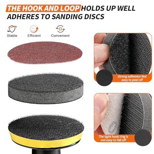 NuoDunco 3 Inch (75mm) Soft Foam Interface Sponge Pad 10 Pack 3" Hook and Loop Replacement Orbital Sander Pad for 3 Inch Random Orbital Sander Car Auto Body Sanding Discs Backing Cushion Pads - Image 3