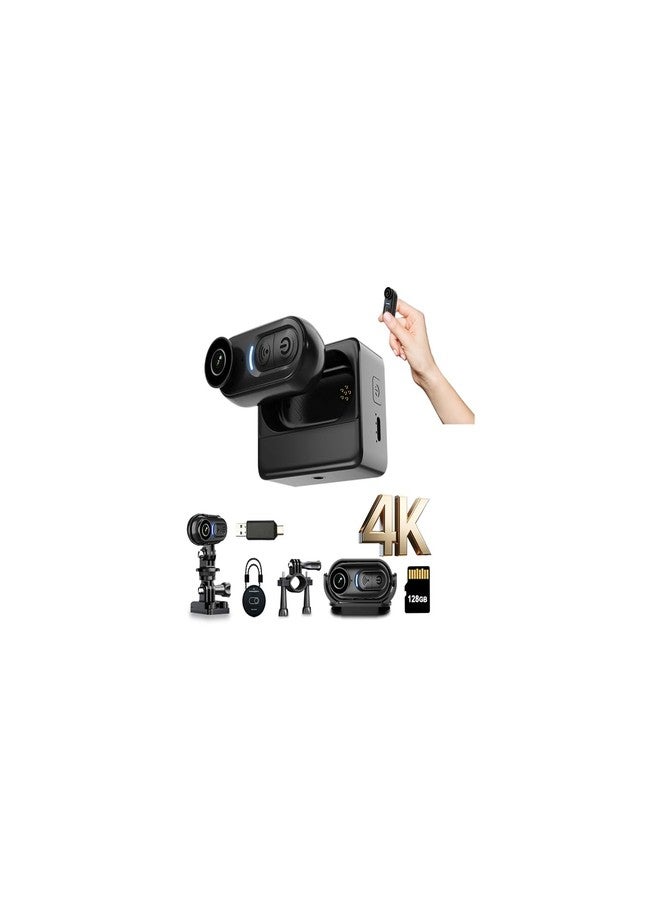DayDateUp 4K Mini Body Camera 128GB, Thumb Size Action Body Cam, Wearable Sports Cameras,Hands-Free POV Recording, Helmet Mount, Magnetic Sport DV for Bike Cycling,for Vlogging Pet Walk Swim - Image 1