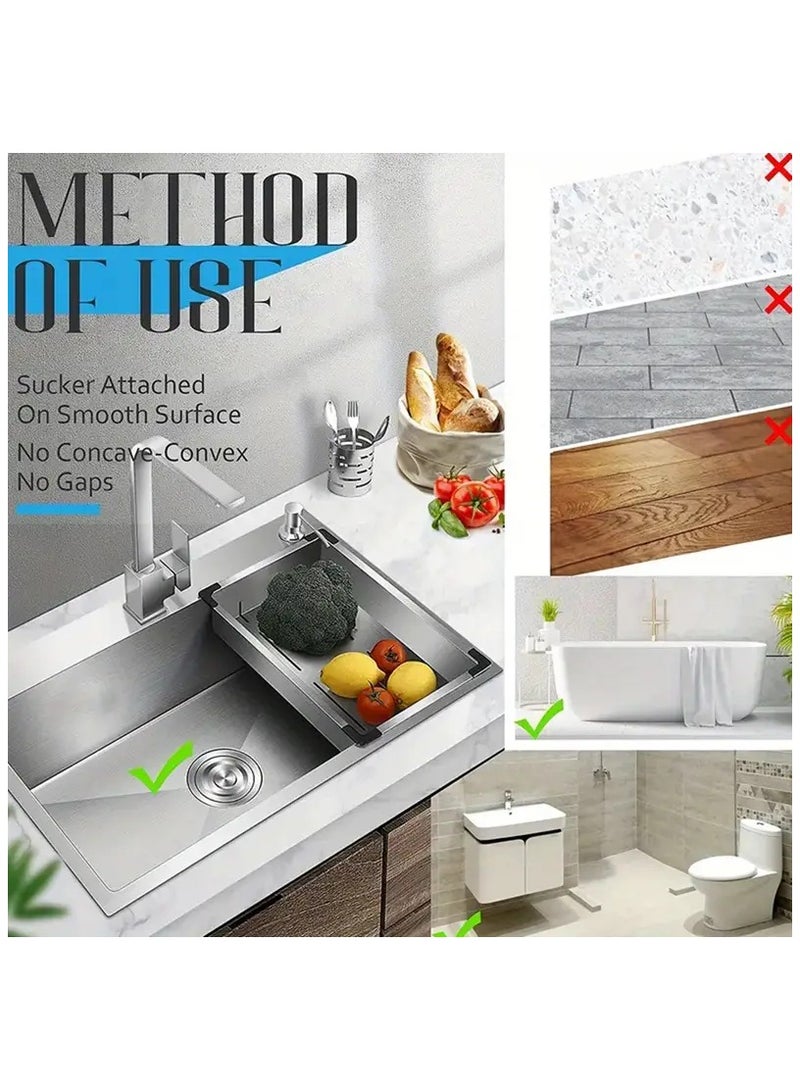إسكدنيا 4 قطع من واقيات البالوعات المصنوعة من السيليكون مع مصاصة، غطاء بالوعة مربع لفلتر تصريف أرضية الحمام، غطاء بالوعة الدش، مصفاة الحوض، غطاء تصريف حوض الاستحمام للمطبخ والحمام - أبيض، رمادي - Image 5