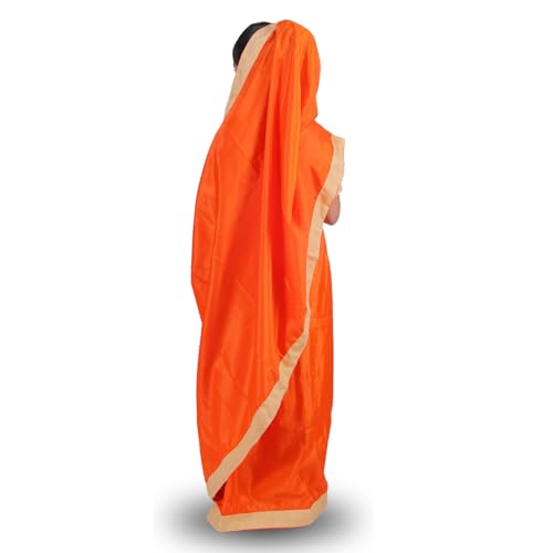 Sarvda Vanwasi Sita Costume for Girls | Pre-Stitched Ready-to-Wear Saree with Jewelry | Ideal for Fancy Dress, Mythology, and Mata Roles (Durga, Laxmi, Meera) (7 Years-8 Years) - Image 3