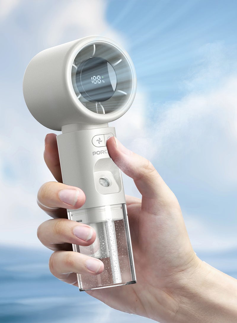 بورودو مروحة صغيرة ومرطبة من لايف ستايل كول آند هايدريت، سعة بطارية 2000 مللي أمبير/ساعة / مروحة محمولة / مروحة تبريد يدوية / شاشة رقمية LED / وظيفة مزدوجة - أبيض - Image 3