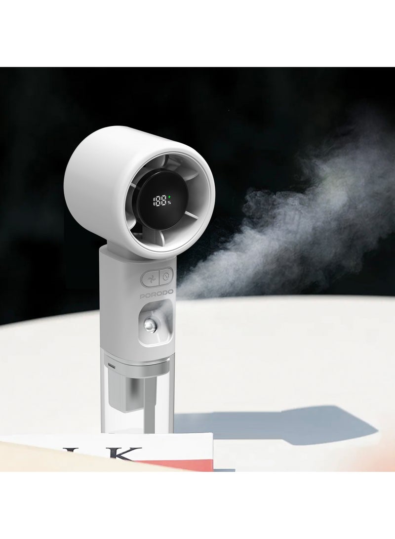 بورودو مروحة صغيرة ومرطبة من لايف ستايل كول آند هايدريت، سعة بطارية 2000 مللي أمبير/ساعة / مروحة محمولة / مروحة تبريد يدوية / شاشة رقمية LED / وظيفة مزدوجة - أبيض - Image 4