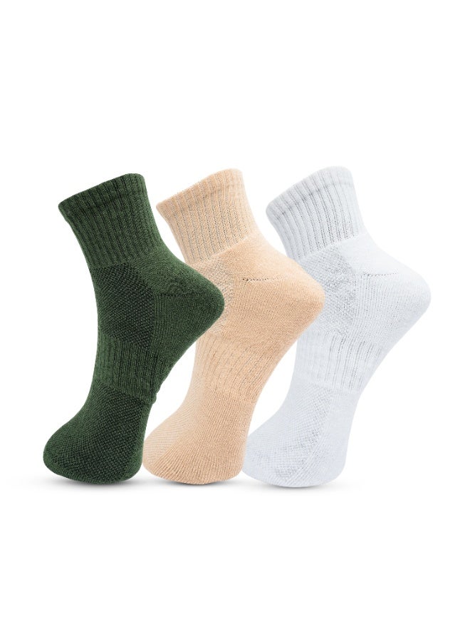 White Leaf Full Terry Ankle Socks – Soft Cotton Blend, Odor Control, Moisture-Wicking, Anti-Bacterial Protection – OEKO-TEX & ECAS Certified – Available in Green, Cream, and White - Image 2