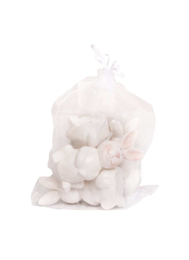 Gulf Flowers Gulf Flowers Easter Bunny Decoration – Set of 4 White Bunny Figurines (10.5cm x 6cm) for Easter Decor, Home Display & Festive Gifts 