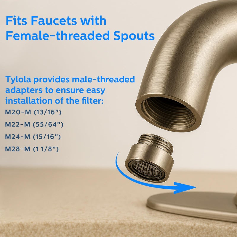 Tylola LongLasting Bathroom Sink Faucet Water Filter .Removes 99% Chlorine Heavy Metals. Hard Water Softener. Kitchen Purifier. Relieve Dry, Rough&Itchy Skin, Suitable for Sensitive Skin.TWF Series - Image 5