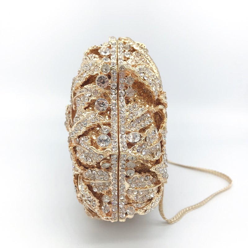 Carefully Selected Hollow Rose Diamond Dinner Bag Metal Hard Box Evening Dress Women'S Bag Banquet Diamond Clutch Bag - Image 5