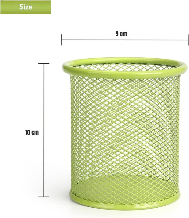 AL FAKHAMA Wire Mesh Pen Holder Cup | Desk Pencil Cup Organizer for Office, Home & School (Green) - Image 2