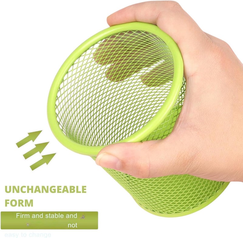 AL FAKHAMA Wire Mesh Pen Holder Cup | Desk Pencil Cup Organizer for Office, Home & School (Green) - Image 5