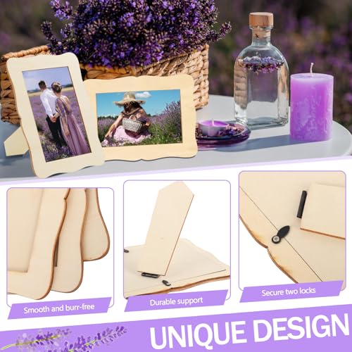RYKOMO 20 Pack Wooden Picture Frames for Crafts, 4 x 6 Inch DIY Wood Picture Frames Unfinished Photo Frame for Valentine's Day Gift Birthday Party Wood Decor, Father's Day, Mother's Day Gift(Wave Shape) - Image 3