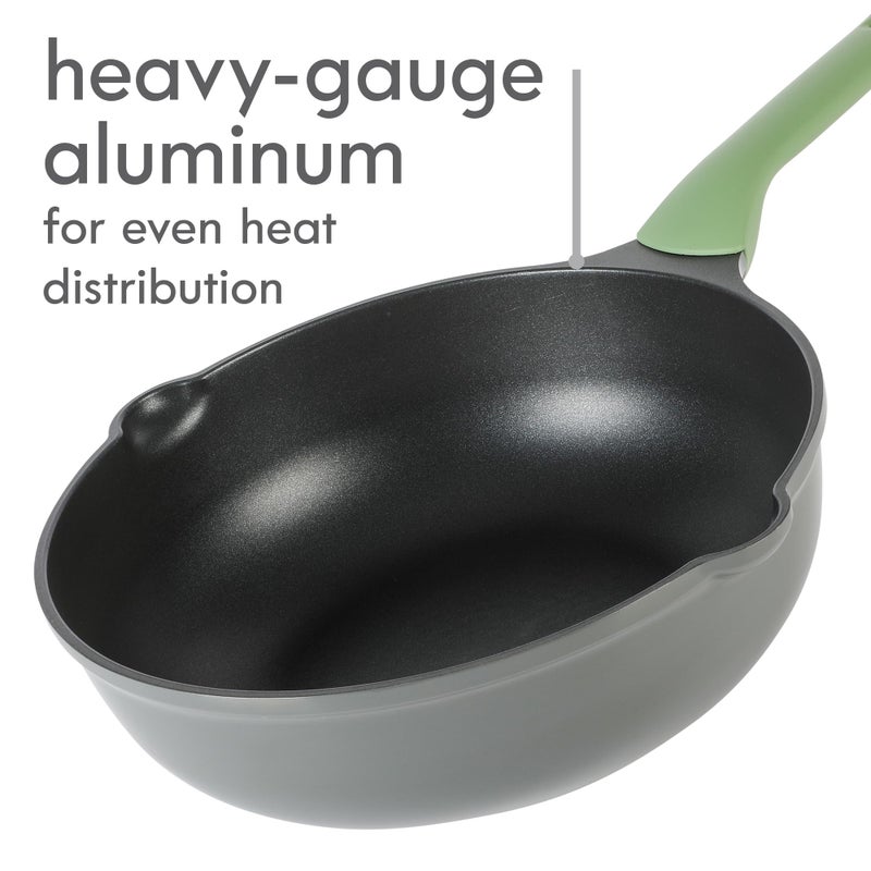 Kenmore Theodore 13 Inch Cast Aluminum SautÃ© Pan W/Lid Nonstick Interior and Induction Base - Image 3