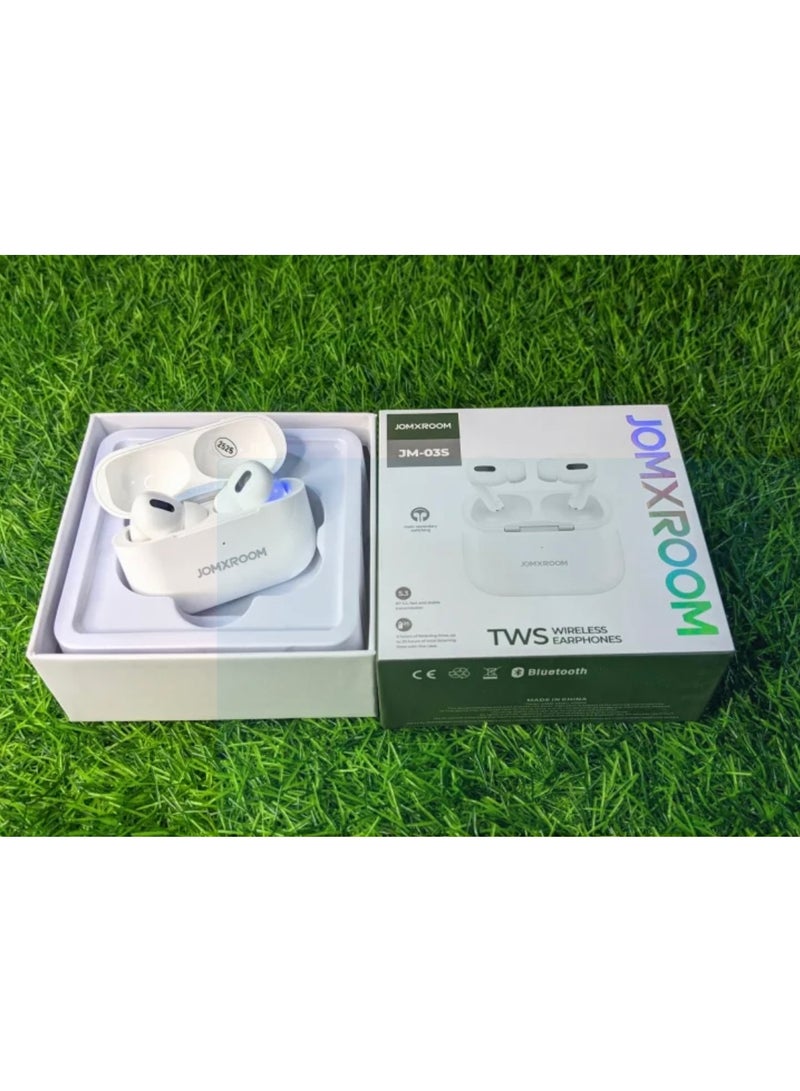 جوم روم سماعات أذن لاسلكية TWS من JOMXROOM موديل JM-03S | وقت تشغيل 5 ساعات | مكالمات بلوتوث | صوت عالي الدقة وباس قوي - Image 1