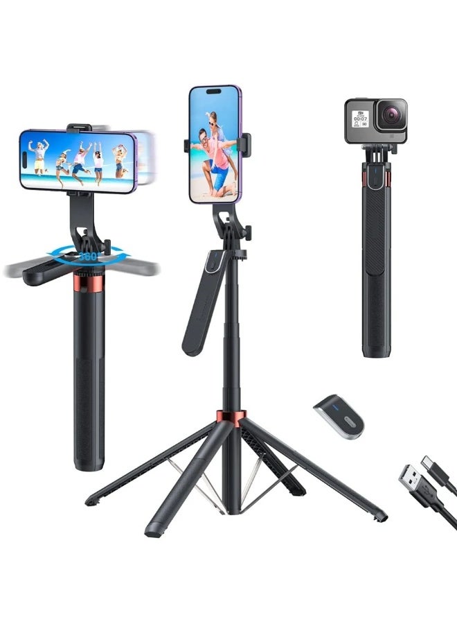Smart AI Auto Face Tracking 1800mm Long Anti-Shake Stabilizer Gimbal Tripod Quad-Leg Stand Live Broadcast Bracket Tripod Selfie Stick Bluetooth Selfie Stick (Q185) - Image 1