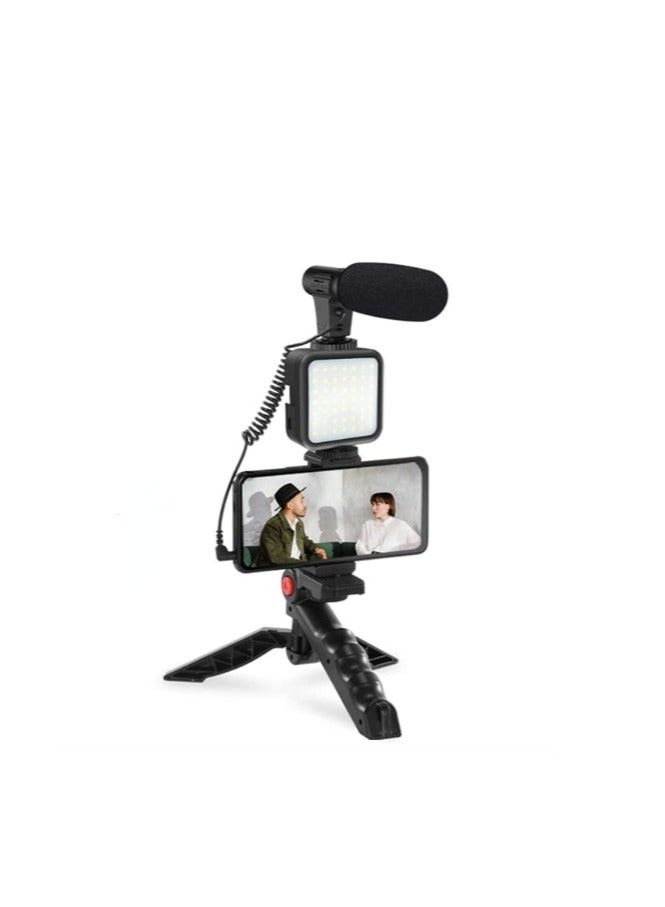 Smartphone & Camera Vlogging Studio Kit, Video Shooting Photography Suit with Microphone, LED Fill Light, Mini Tripod for Content Creators, Vloggers, and Streamers - Image 1