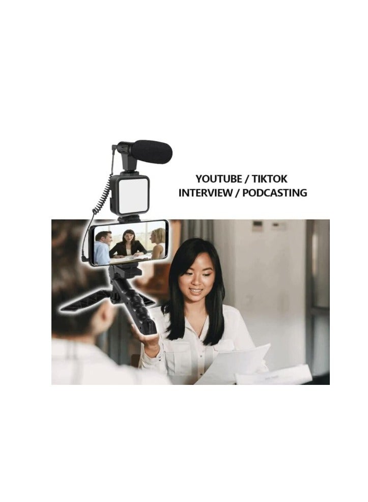 Smartphone & Camera Vlogging Studio Kit, Video Shooting Photography Suit with Microphone, LED Fill Light, Mini Tripod for Content Creators, Vloggers, and Streamers - Image 2