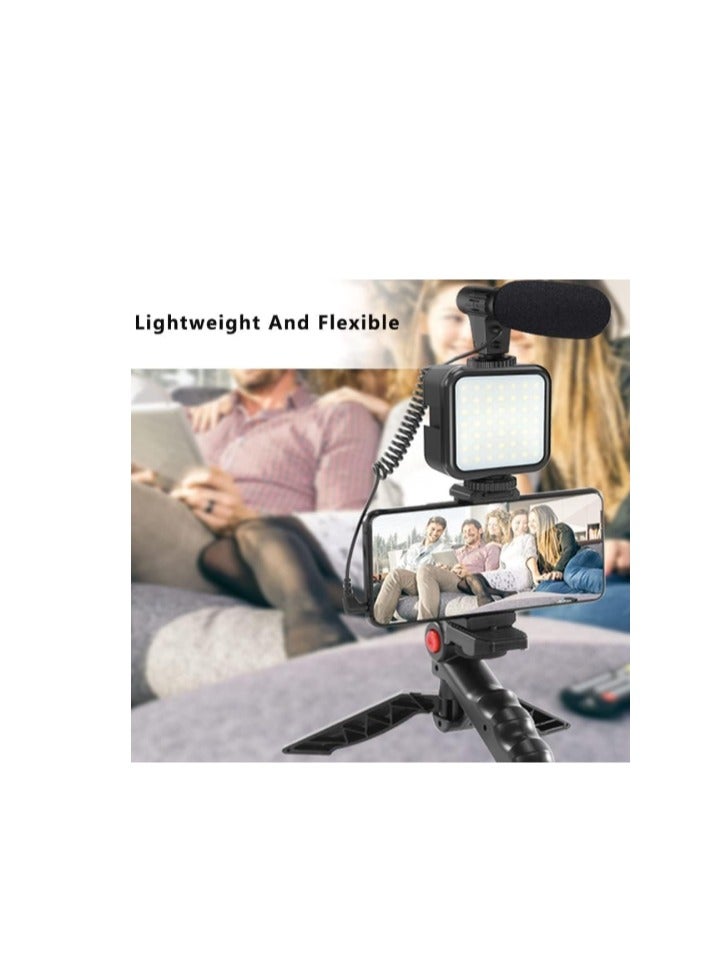 Smartphone & Camera Vlogging Studio Kit, Video Shooting Photography Suit with Microphone, LED Fill Light, Mini Tripod for Content Creators, Vloggers, and Streamers - Image 4
