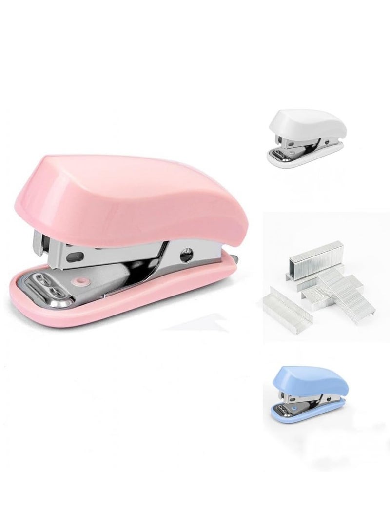 Pink Color Mini Stapler with Staples,Small Cute Stapler for Desk,Gift for Student or Office Use (Pink) 