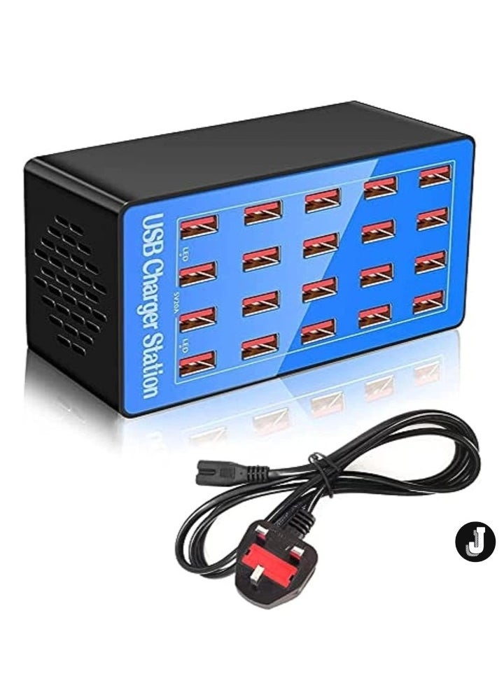 JAJEEK "20-Port Multi USB Charger, 100W Charging Station with Smart Detection – USB Charger for Smartphones, Tablets, & Devices" - Image 1