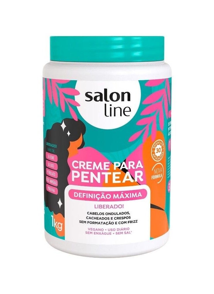 Salon Line - Linha Creme para Pentear - Definicao Maxima 1000 Gr - (Combing Cream - Maximum Definition Net 35.27 Oz)