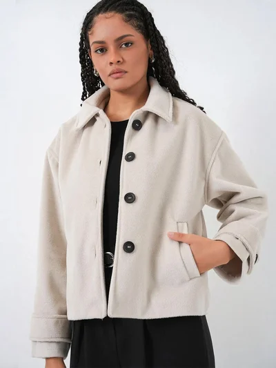 BIG DART BDART Soft Textured Buttoned Jacket with Pockets