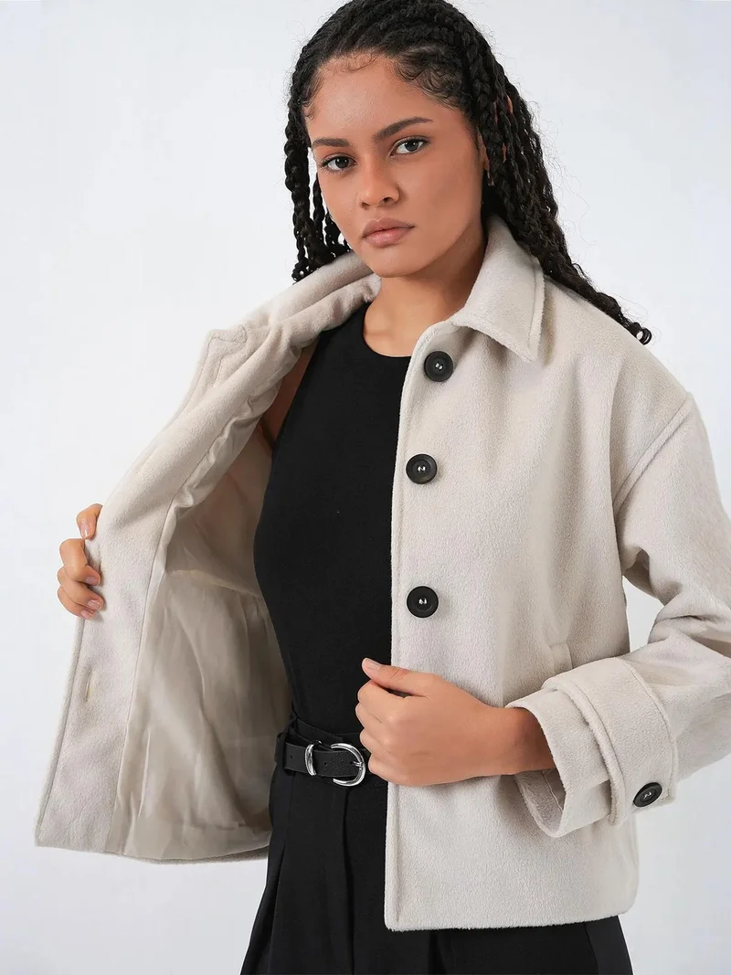 BIG DART BDART Soft Textured Buttoned Jacket with Pockets