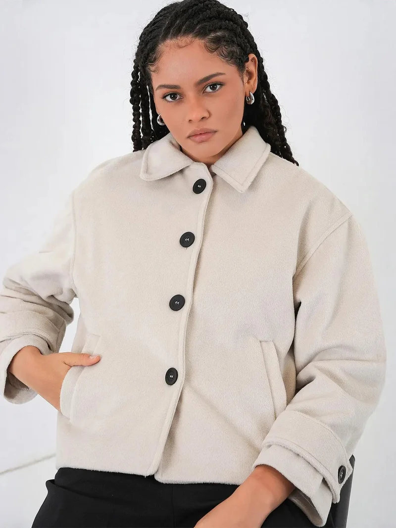 BIG DART BDART Soft Textured Buttoned Jacket with Pockets