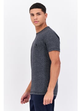 French Connection Men Crew Neck Short Sleeve Heather T-Shirt, Dark Grey  - Image 2