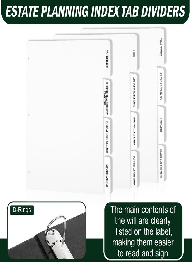 WANGDEFA 3 Pack Estate Planning Portfolio Binder Leather 11 * 11.5Inch Estate Planning Index Tab Dividers Estate Organizer with Labels 3-Ring Binders Leather Material for Estate Planning Attorney Personal Use - Image 4