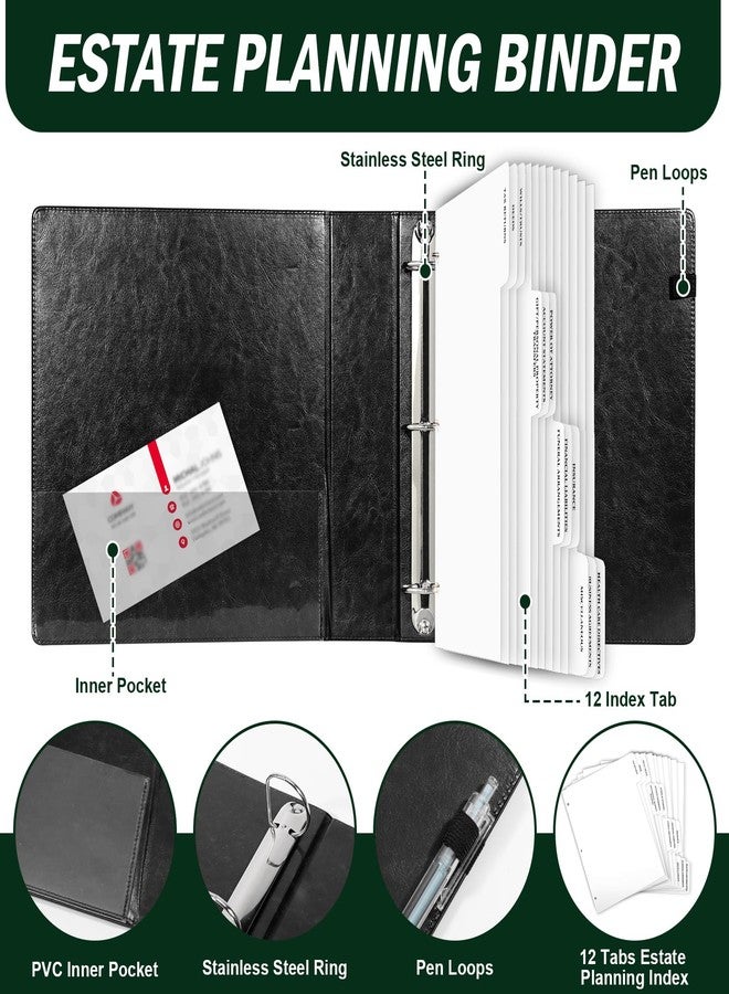 WANGDEFA 3 Pack Estate Planning Portfolio Binder Leather 11 * 11.5Inch Estate Planning Index Tab Dividers Estate Organizer with Labels 3-Ring Binders Leather Material for Estate Planning Attorney Personal Use - Image 3