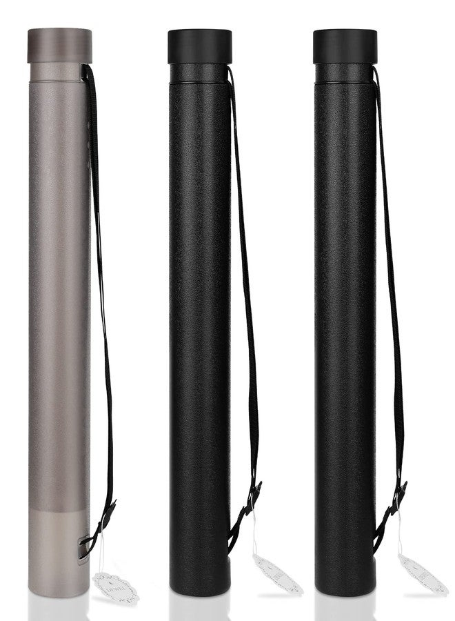 DEWEL Poster Tubes with Strap, Poster Documents Storage Tube, Extendable Tube for Blueprint Holder, Art Storage Drafting Transport Tube, Expands from 22 to 34 inches, Black/Brown 3 Packs - Image 1