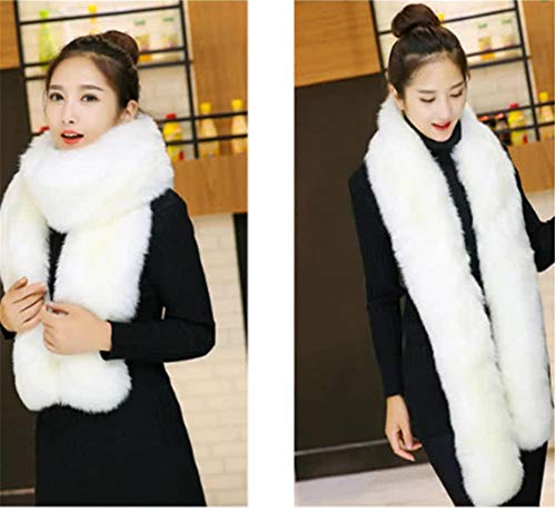LDFWAY Long Men Women Faux Fur Collar Winter Warm Wrap Stole Scarf Shawl Shrug (White) - Image 4