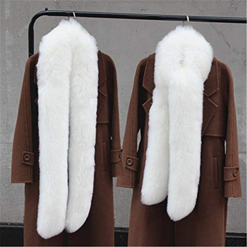 LDFWAY Long Men Women Faux Fur Collar Winter Warm Wrap Stole Scarf Shawl Shrug (White) - Image 3