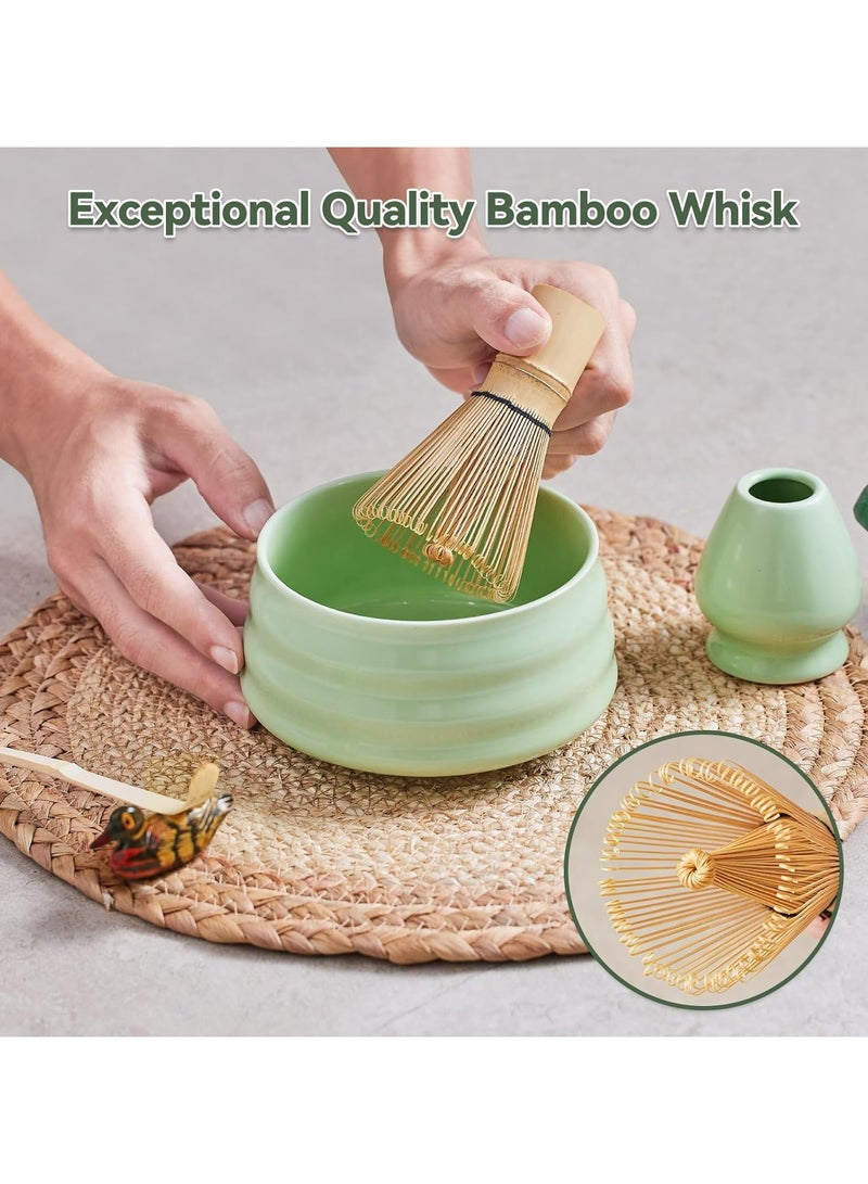 EZGOZ 7-Pieces Matcha Tea Set, Traditional Japanese Handmade Matcha Whisk Kit, Perfect for Tea Ceremony, Gift Giving, and Daily Relaxation-Green  - Image 2