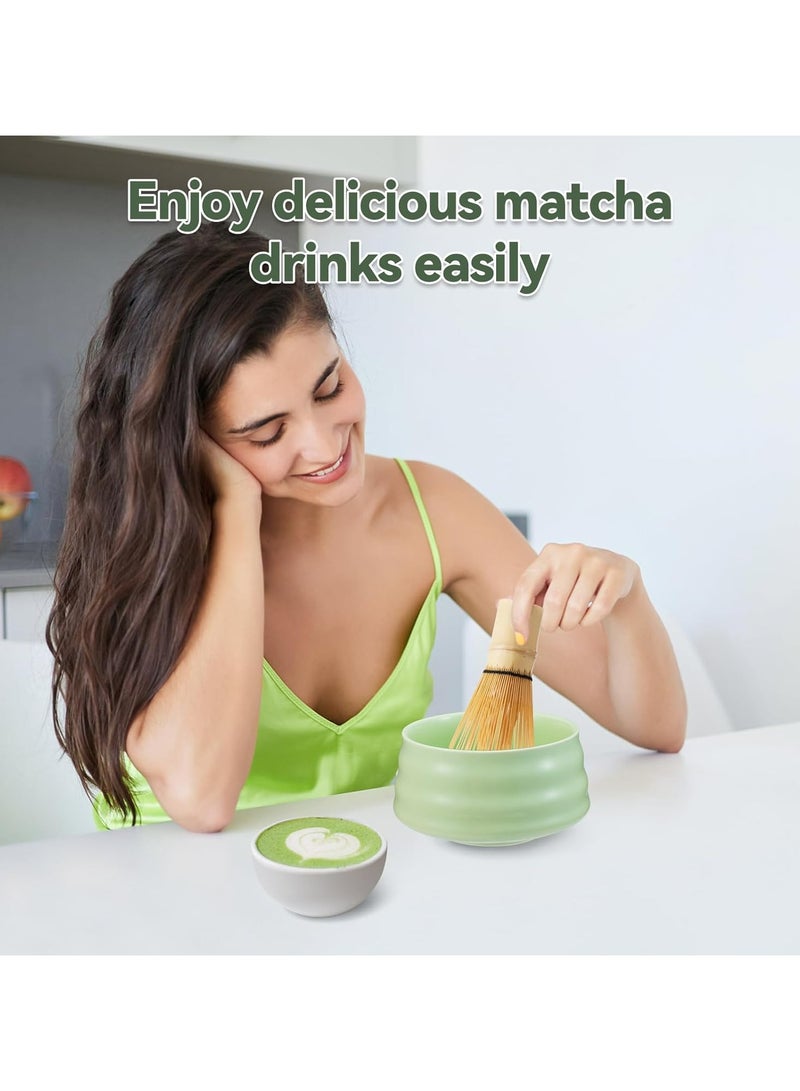 EZGOZ 7-Pieces Matcha Tea Set, Traditional Japanese Handmade Matcha Whisk Kit, Perfect for Tea Ceremony, Gift Giving, and Daily Relaxation-Green  - Image 5