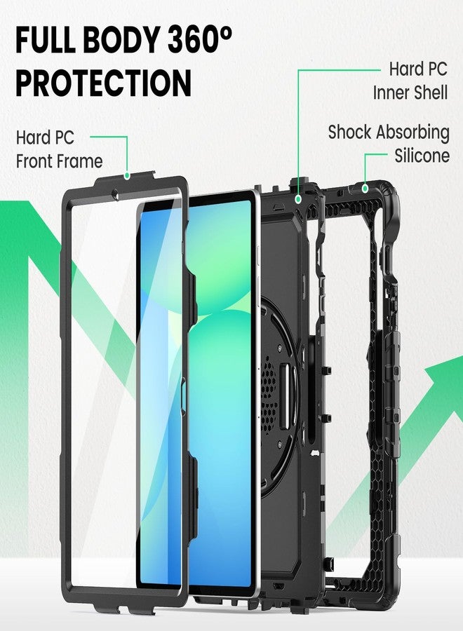 SEYMAC جراب SEYMAC لجهاز سامسونج جالاكسي تاب S10 FE+/ S10 FE Plus 5G مقاس 13.1 بوصة (إصدار 2025)، جراب حماية متين مقاوم للصدمات لكامل الجهاز مع واقي شاشة، وحامل، وحزام يد/كتف، وحامل قلم، أسود - Image 5