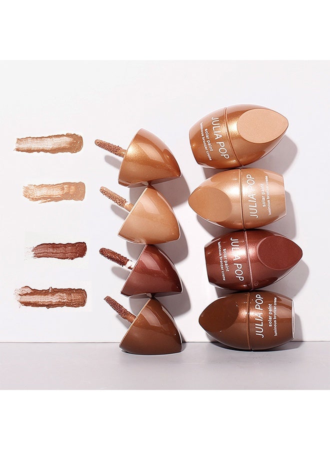 جوليا بوب كريم برونزر مضيء، قلم تحديد الهايلايتر لتوهج الوجه، فرشاة إسفنجية لؤلؤية لرأس القلم، مقاوم للماء، طويل الأمد وغير دهني، إضاءة خفيفة للوجه والجسم للنساء - 01 - Image 4