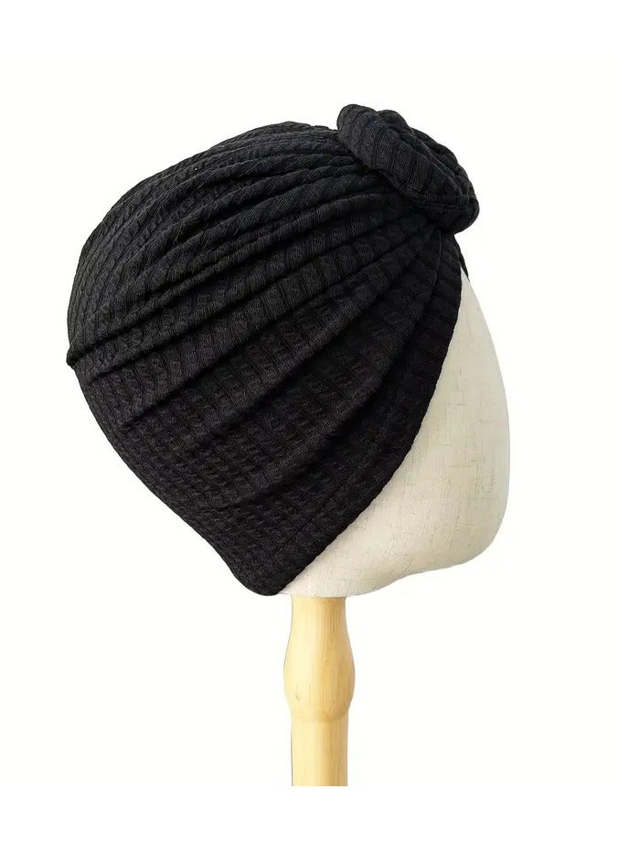 روزينو منقوش عمامة عقدة عمامة خمر لون صلب رأس ملف قبعة كلاسيكية حجاب رمضان غطاء علاج كيميائي للنساء - Image 2