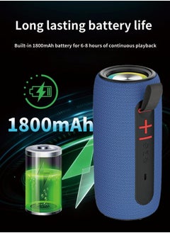 Brodu Portable Bluetooth Speaker, Wireless Waterproof Stereo with FM Radio/USB Charging/RGB Flash, Bass Boost, HD Sound for Outdoor, Travel, and Home Use Blue  - Image 2