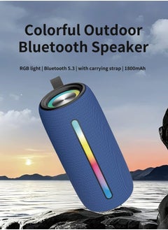 Brodu Portable Bluetooth Speaker, Wireless Waterproof Stereo with FM Radio/USB Charging/RGB Flash, Bass Boost, HD Sound for Outdoor, Travel, and Home Use Blue  - Image 3