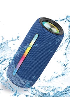 Brodu Portable Bluetooth Speaker, Wireless Waterproof Stereo with FM Radio/USB Charging/RGB Flash, Bass Boost, HD Sound for Outdoor, Travel, and Home Use Blue  - Image 1