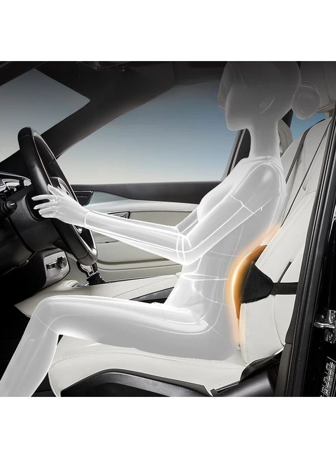 Car Seat Cushion With Removable Washable Lumbar Support Black Ergonomic Office And Vehicle Backrest Durable Polyester Fabric Comfortable Universal Fit Design Accessory - Image 4