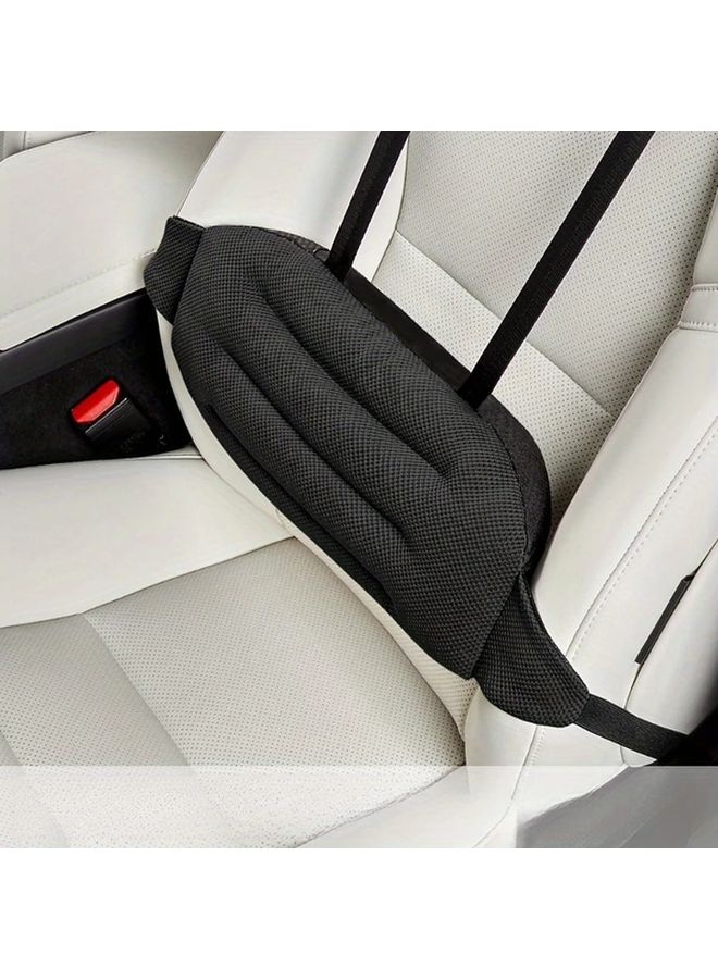 Car Seat Cushion With Removable Washable Lumbar Support Black Ergonomic Office And Vehicle Backrest Durable Polyester Fabric Comfortable Universal Fit Design Accessory - Image 1