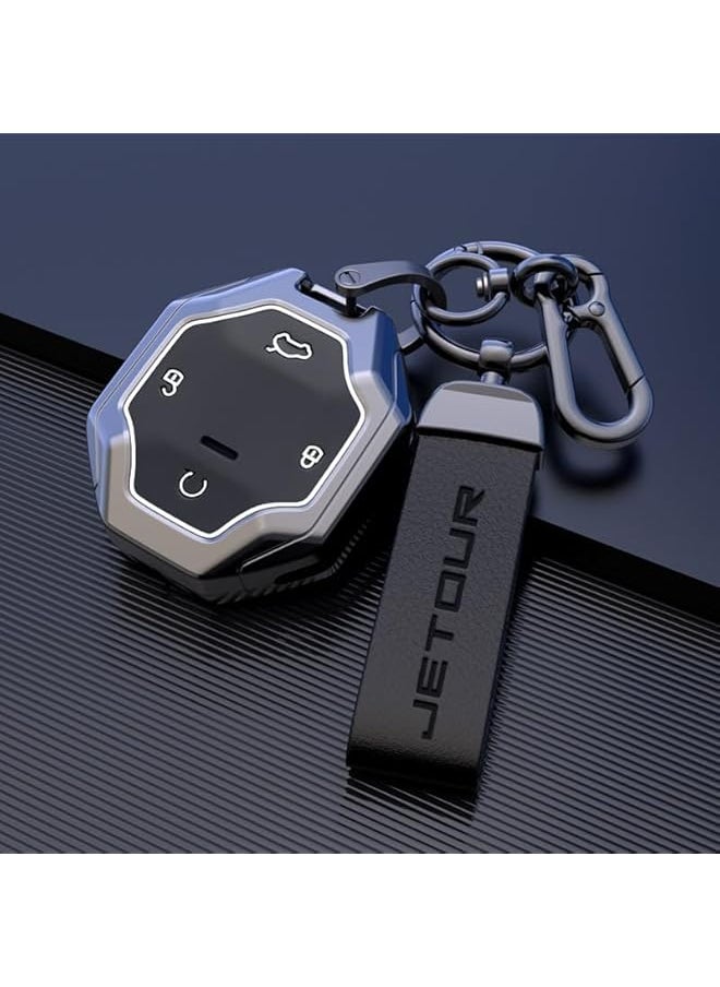 Starwell Key Fob Protectors Compatible with Jetour Traveller T2 ， JT T2 Accessories & Key Case ， Alloy Key Wraps Encase Car Keys in Durable Style （Black）  - Image 3