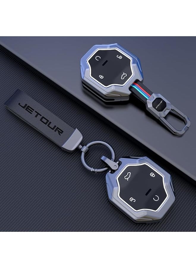 Key Fob Protectors Compatible with Jetour Traveller T2 ， JT T2 Accessories & Key Case ， Alloy Key Wraps Encase Car Keys in Durable Style （Black）