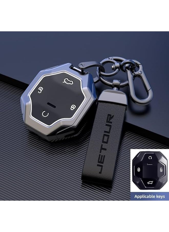 Starwell Key Fob Protectors Compatible with Jetour Traveller T2 ， JT T2 Accessories & Key Case ， Alloy Key Wraps Encase Car Keys in Durable Style （Black）  - Image 2